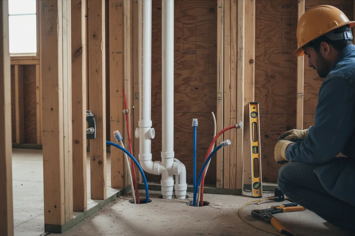 Drain and supply rough-in during Sump Pump Repair in Helena